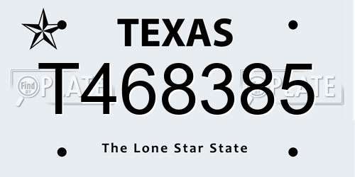T468385 Texas License Plate
