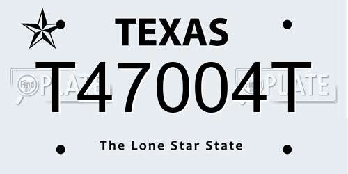 T47004T Texas License Plate