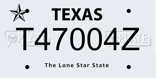T47004Z Texas License Plate