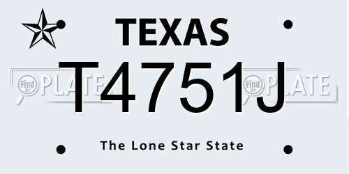 T4751J Texas License Plate