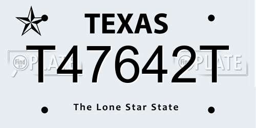T47642T Texas License Plate