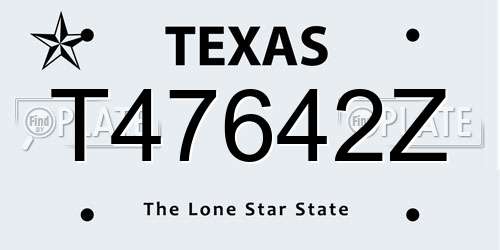 T47642Z Texas License Plate