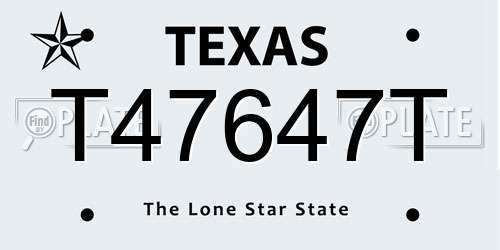 T47647T Texas License Plate