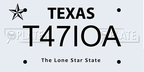 T47IOA Texas License Plate