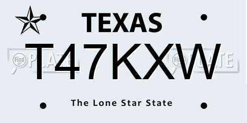 T47KXW Texas License Plate