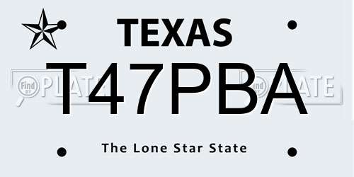 T47PBA Texas License Plate