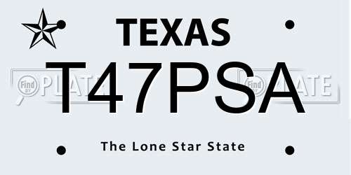 T47PSA Texas License Plate
