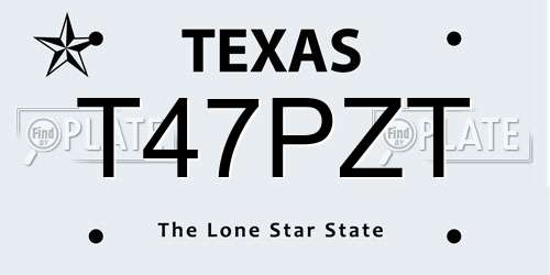 T47PZT Texas License Plate