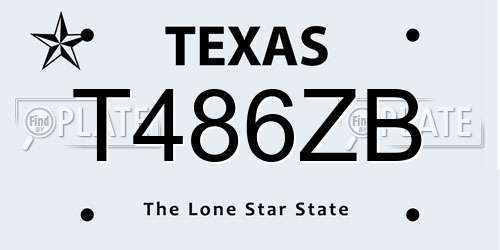 T486ZB Texas License Plate