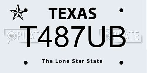 T487UB Texas License Plate