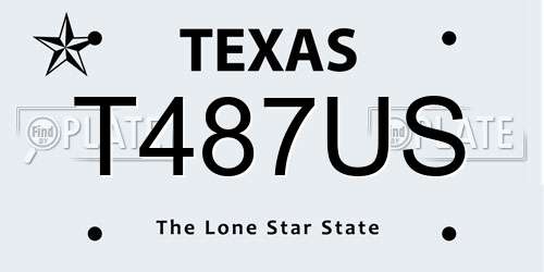 T487US Texas License Plate