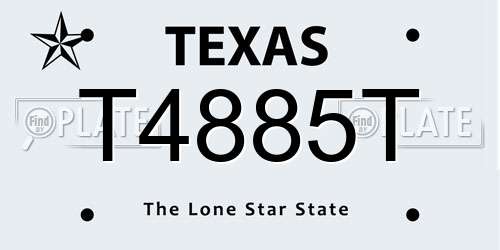 T4885T Texas License Plate