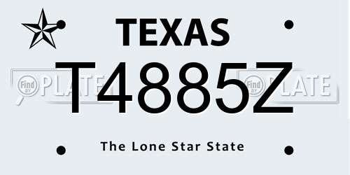 T4885Z Texas License Plate