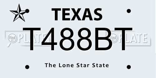 T488BT Texas License Plate