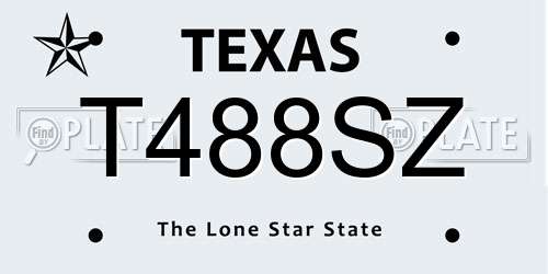 T488SZ Texas License Plate