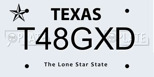 T48GXD Texas License Plate