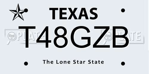 T48GZB Texas License Plate