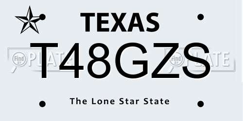 T48GZS Texas License Plate