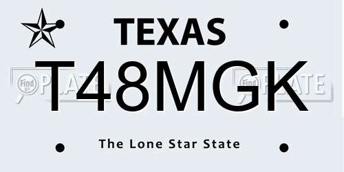 T48MGK Texas License Plate