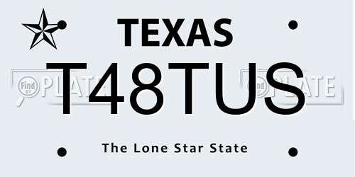 T48TUS Texas License Plate