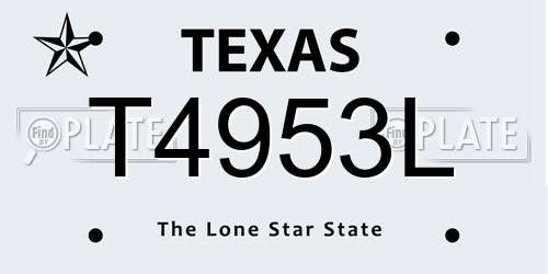 T4953L Texas License Plate