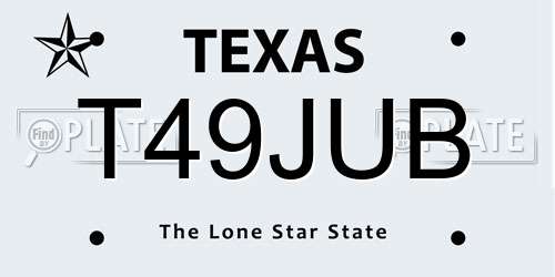 T49JUB Texas License Plate