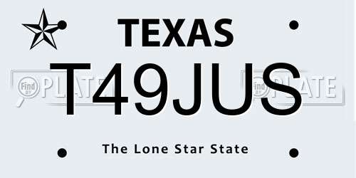 T49JUS Texas License Plate