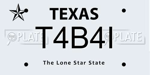 T4B4I Texas License Plate