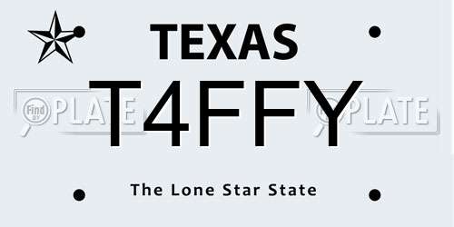 T4FFY Texas License Plate