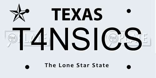 T4NSICS Texas License Plate