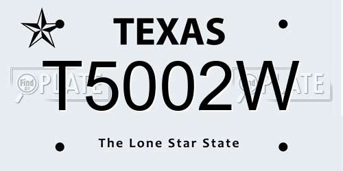 T5002W Texas License Plate