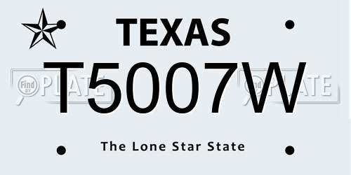 T5007W Texas License Plate