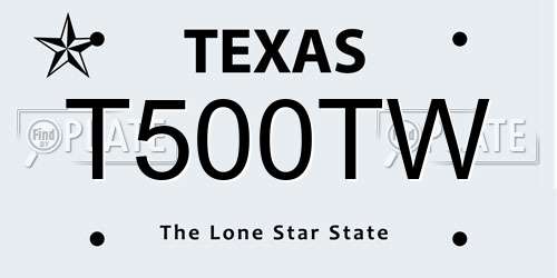T500TW Texas License Plate