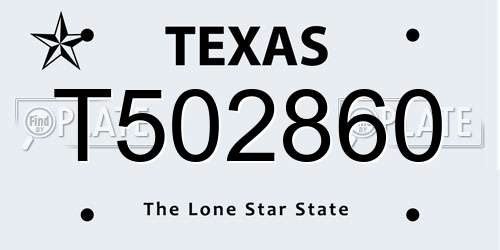 T502860 Texas License Plate