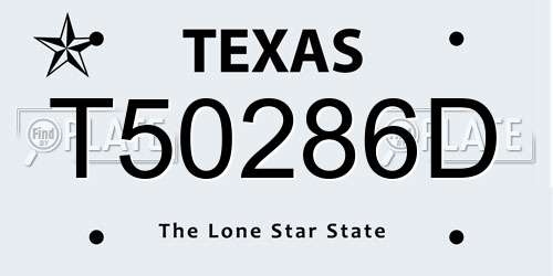 T50286D Texas License Plate