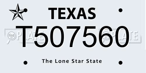 T507560 Texas License Plate