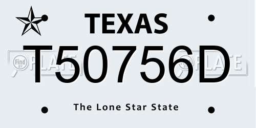 T50756D Texas License Plate