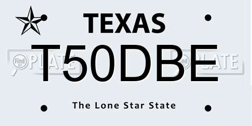 T50DBE Texas License Plate