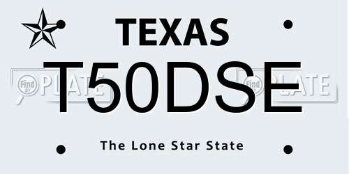 T50DSE Texas License Plate