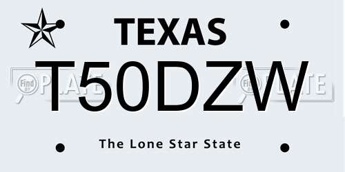 T50DZW Texas License Plate