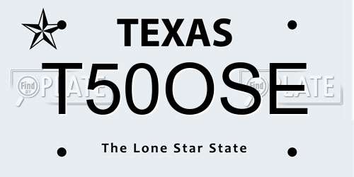 T50OSE Texas License Plate