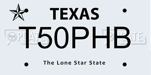 T50PHB Texas License Plate