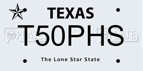 T50PHS Texas License Plate