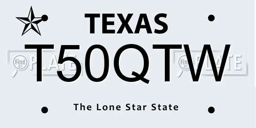 T50QTW Texas License Plate