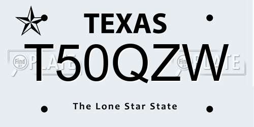 T50QZW Texas License Plate