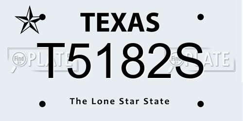 T5182S Texas License Plate