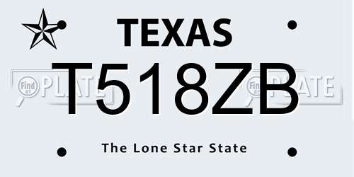 T518ZB Texas License Plate