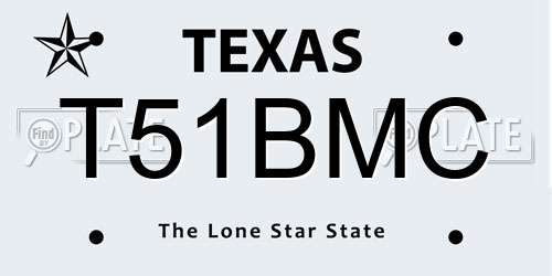 T51BMC Texas License Plate
