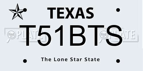 T51BTS Texas License Plate