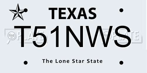 T51NWS Texas License Plate